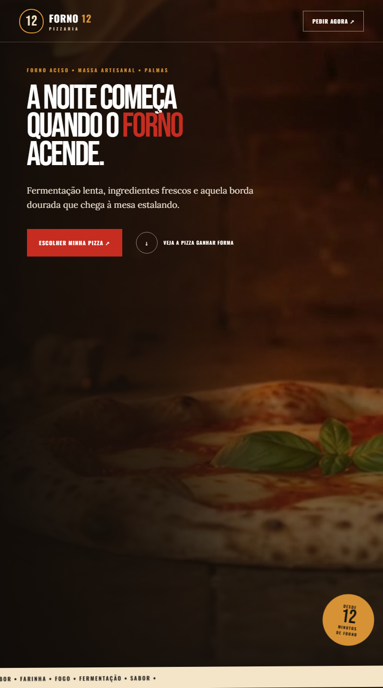 Página inicial do site Forno 12